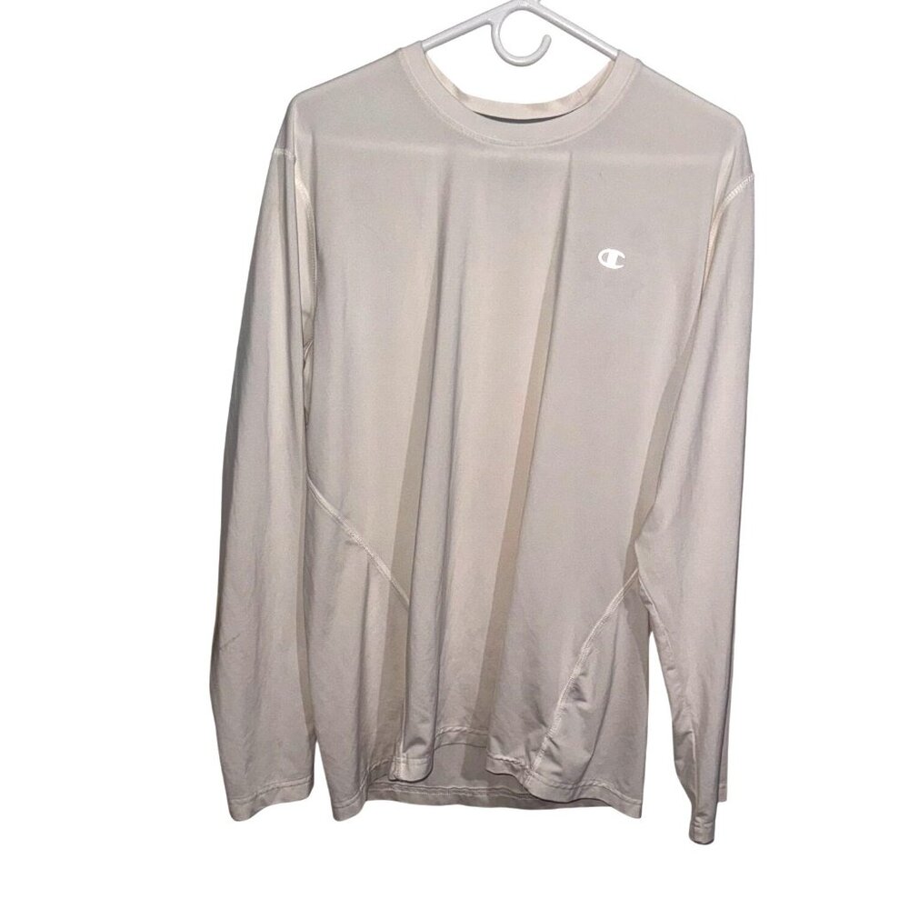 Champion Mens White Long Sleeve Moisture-Wicking Athletic Shirt Size M